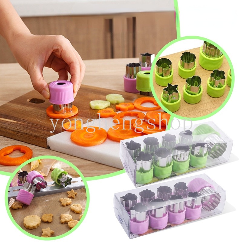 12pcs/set Flower Star Heart Stainless Steel Cookie Cutters Slicer Vegetable Fruit Cutter Kitchen DIY Cake Biscuit Embossing Mold