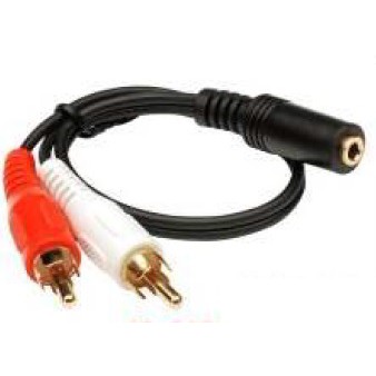 Gold Plated 3.5mm Stereo Female To 2 Male RCA Jack Adapter Aux Audio Y Cable Splitter
