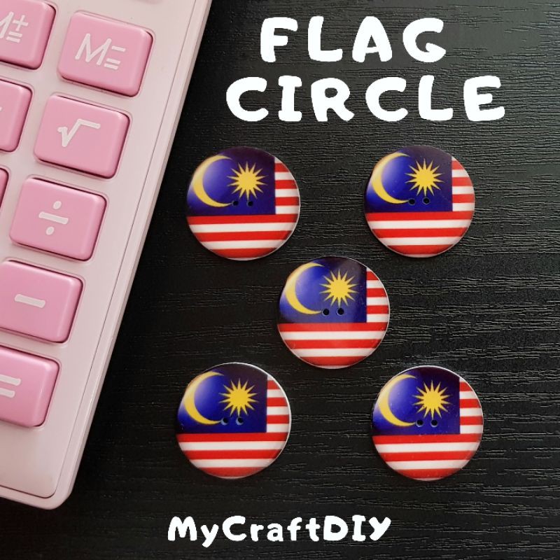 Butang Comel Acrylic Buttons Circle Flag Merdeka  Bulat 