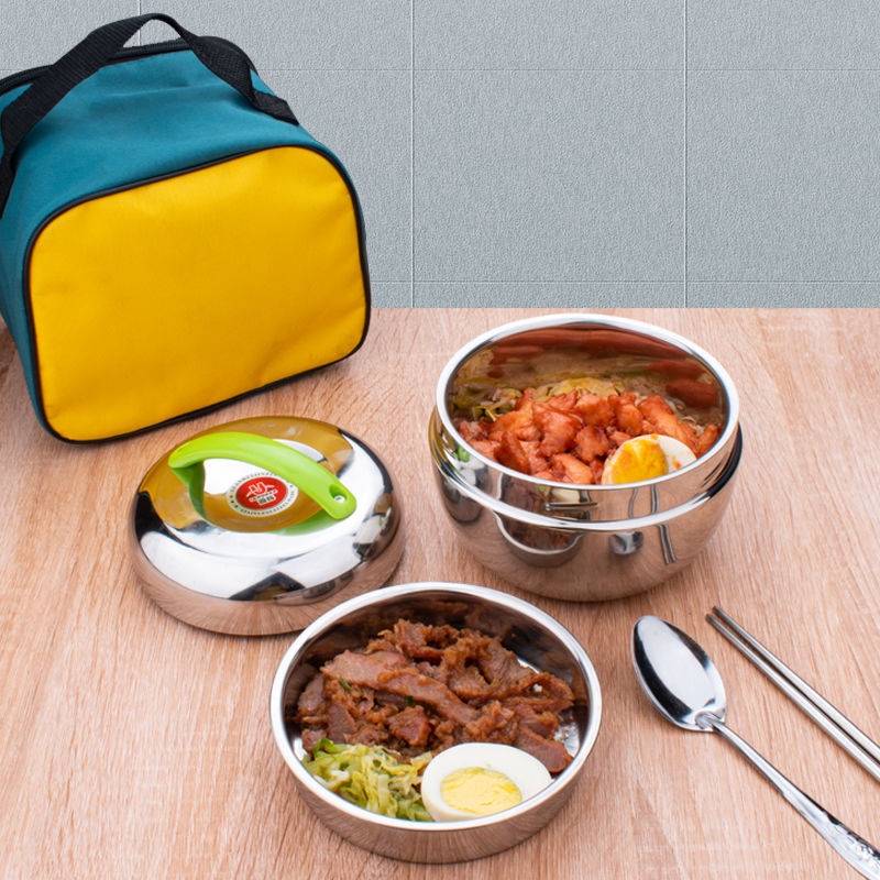 Stainless steel insulated lunch box Portable twolayer lunch box with