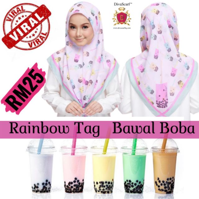 Bawal Boba Rainbow TagBy Divascarf