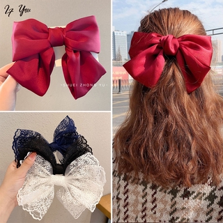 Korean Bowknot Hair Clips Chiffon Big Bow Hairpin Elegant Retro Sweet Ribbon Hair Accessories Gift