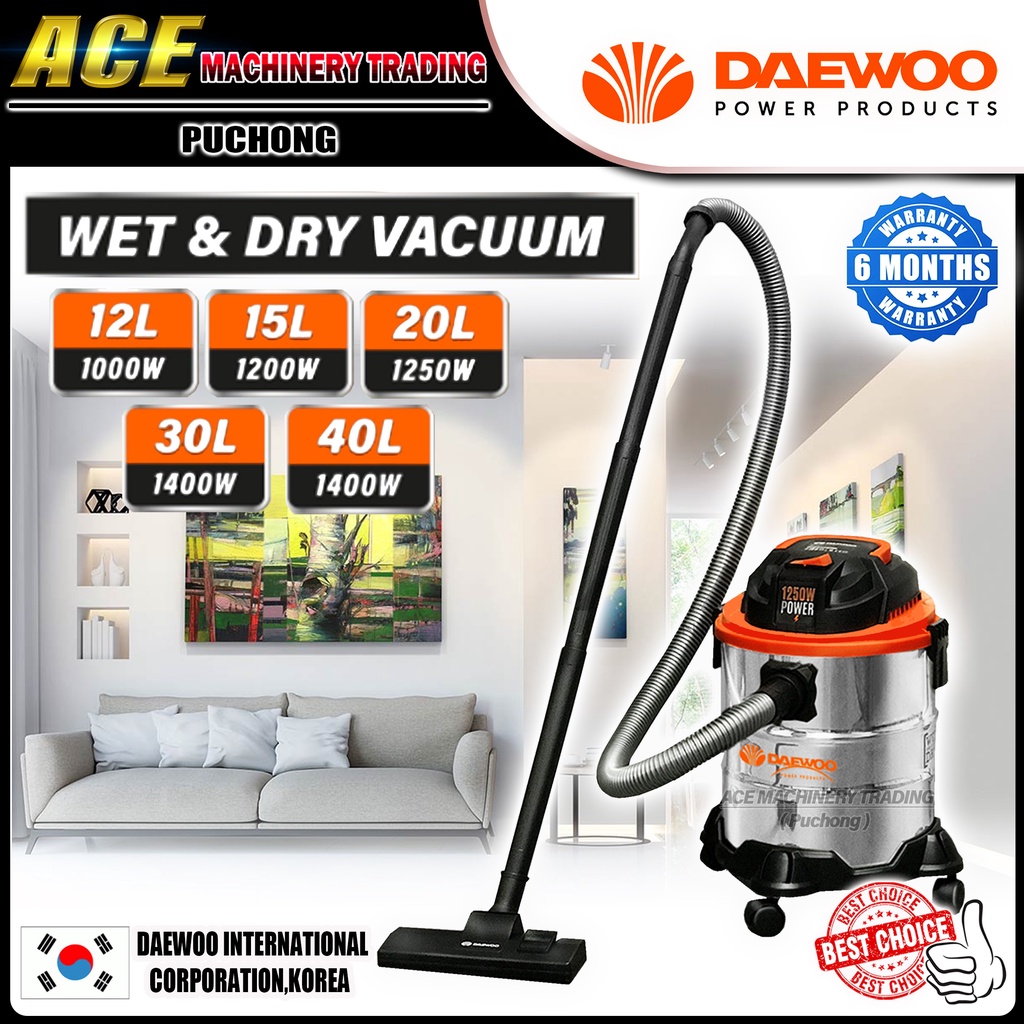 DAEWOO 12L & 15L & 20L & 30L & 40L Vacuum Cleaner | Wet & Dry Vacuum Cleaner | WET & DRY & BLOW 3 in 1 Multi Function