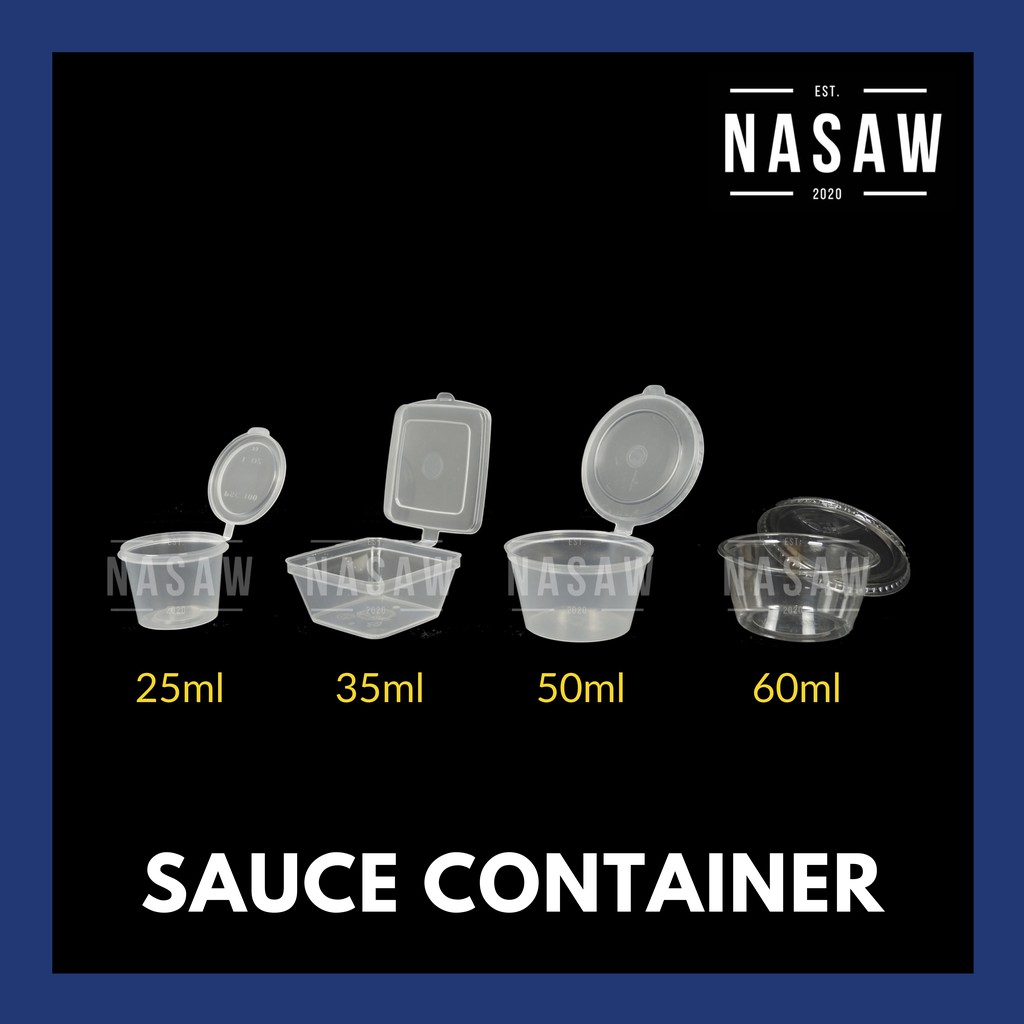 [50pcs] Plastic Sauce Container with Lid /Mini Round & Square Sauce