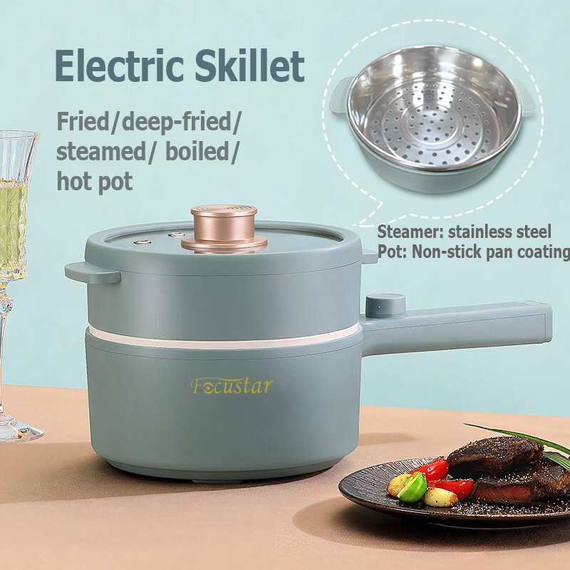 1.5L Electric Cooker Electric Steamer Pot Noodle Pot Electric Frying Pan Electric Non Stick Ceramic Frying Pan