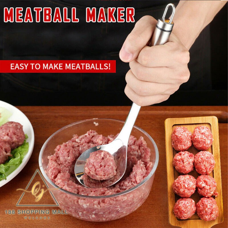 Stainless Steel Non-stick Meatballs Spoon Maker Squeezing Long Handle for Kitchen Tool 不锈钢肉丸勺