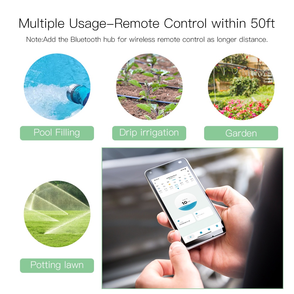 1 Outlet IP55 MoesGo Smart WiFi Sprinkler Timer with Rain Delay Remote Control Smart Life/Tuya App Water Timer with Automatic and Manual Watering for Garden 