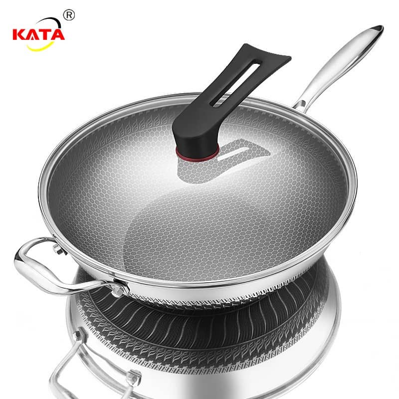 SUS316 Stainless Steel Double Sided Full Screen Honeycomb Non-Stick Wok