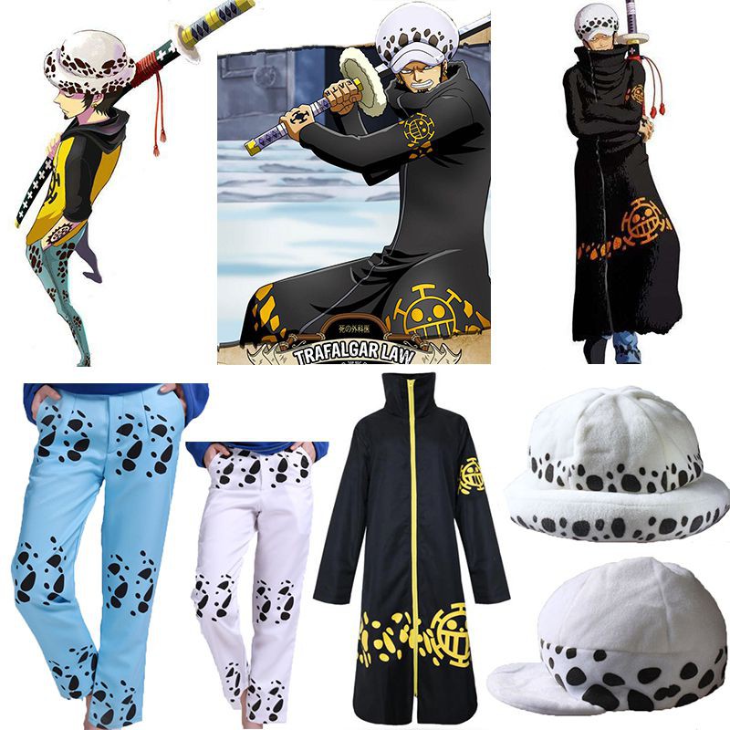 Anime One Piece Cosplay Costume Trafalgar Law Cloak Hat Halloween Party Costume Shopee Malaysia