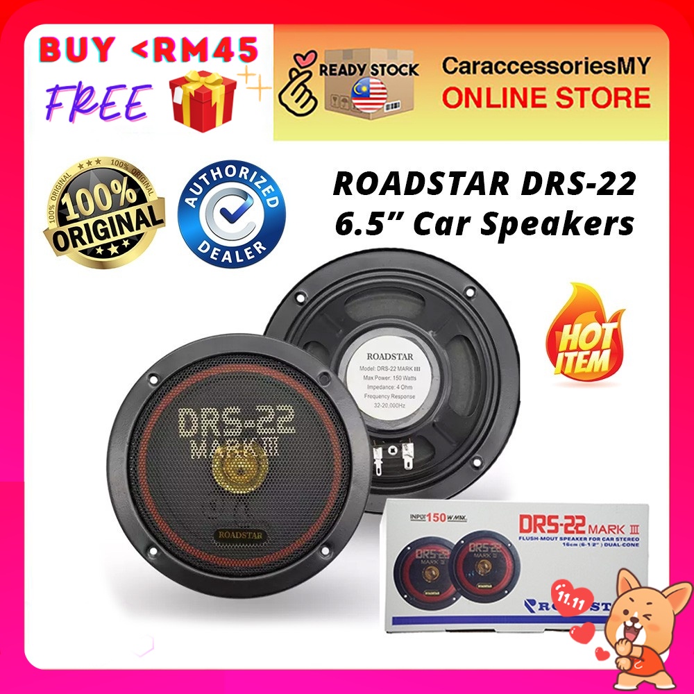 (READY STOCK) Roadstar DRS-22 6.5" 150 W Dual Cone Car Coaxia Speaker  (1pair)