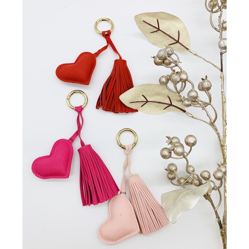 Heart and Tassel Leatherette with Gold Ring Key/ Bag Chain