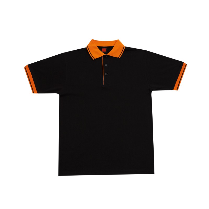 black and orange polo shirt