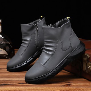 Handsome Winter Fashion Men's Boots Shoes Thick Bottom Comfortable Zipper Handsome
