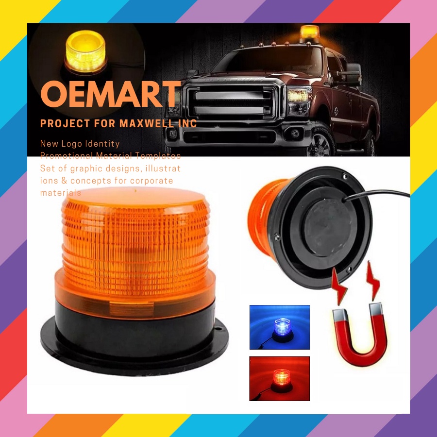 READY STOCK Warning Flash Beacon Emergency Led Lamp Car Safety Light Magnet Ceiling Box Jualan Murah Bulb Lampu Raya