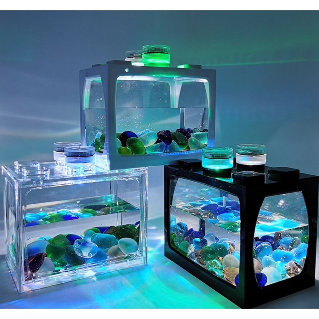 Led Light Aquarium  Fish Tank Mini  Lego Tank Betta Tank 