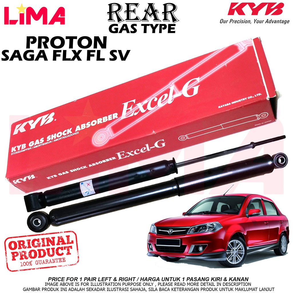 Proton Saga Flx Fl Sv Rear Shock Absorber 1set Gas Type Kayaba Kyb Original Shopee Malaysia