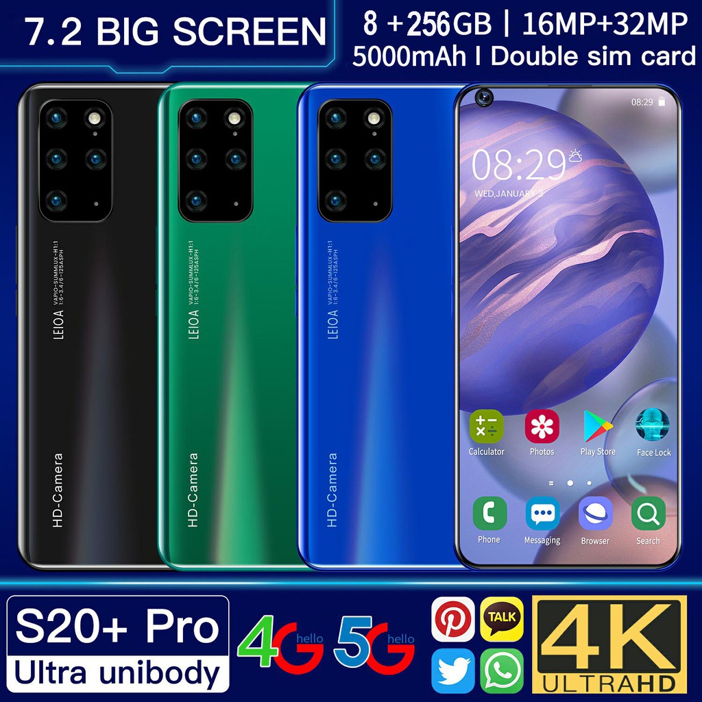 s20 2020 new unlocked cell phone android 9.0 smartphone dual sim quad core cheap