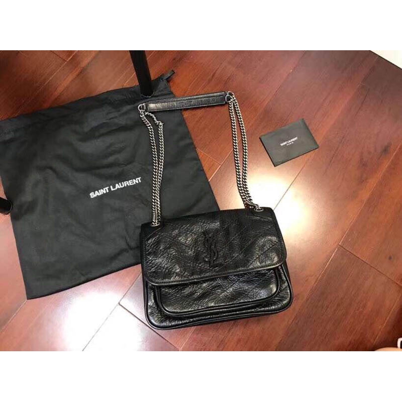 ysl all black shoulder bag