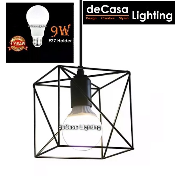 Set With 9w Led Bulb Creative Pendant Light Decasa Lighting Black Series Decorative Ceiling Hanging Light Mj17 Bk Shopee Malaysia
