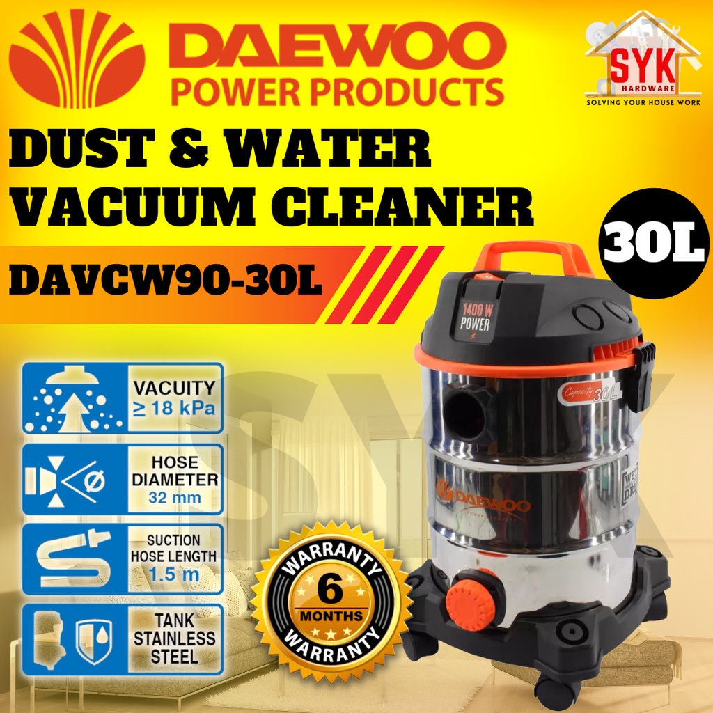 SYK Daewoo DAVC/DAVCW9030L 30L 1400W Corded Wet and Dry Vacuum