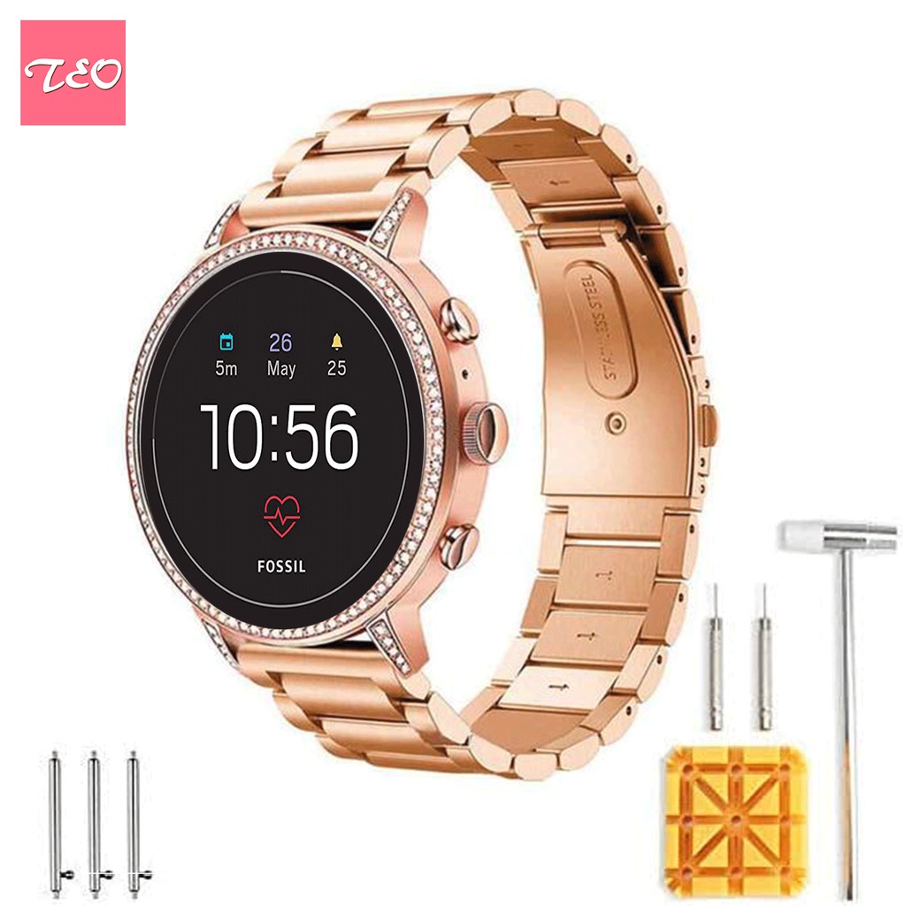 Teo Fossil Gen 4 Q Venture Hr Band 18mm Solid Stainless Steel Metal Replacement Strap For Fossil Gen 3 Q Venture Rose Gold Shopee Malaysia