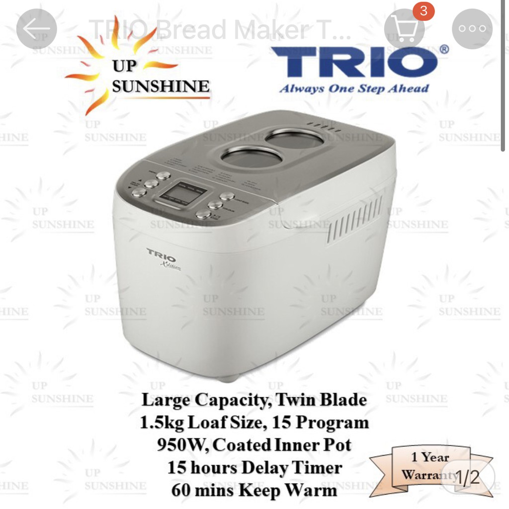 TRIO Bread Maker TBM-222 (1.5kg Loaf Size | Shopee Malaysia