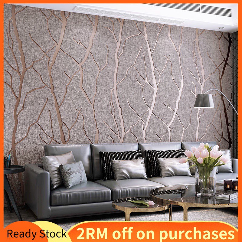 Modern simple line three dimensional velvet wallpaper thickening bedroom  living room background wall 3D Wallpaper | Shopee Malaysia