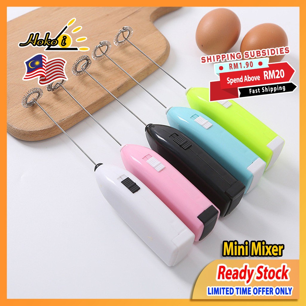 Egg Beater Mini Handheld Electric Mixer Stirrer Coffee Drink Whisker Milk Frother Blend Foamer Pemukul Telur 迷你电动搅拌器打蛋器