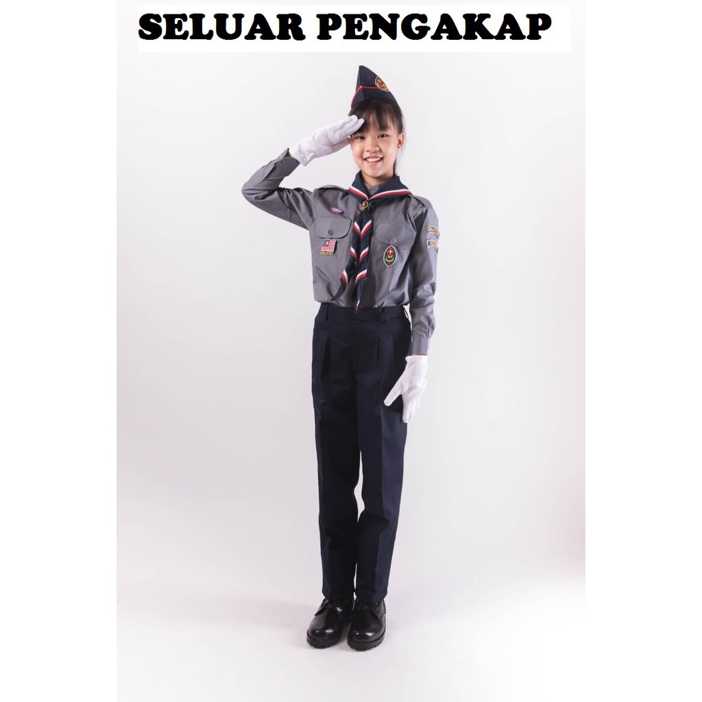 Seluar Panjang Biru Gelap Pengakap Seragam Sekolah Seluar Pandu Puteri Scout Long Pants School Uniform 童子军长裤 Shopee Malaysia