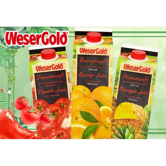 Wesergold Fruit Vegetable Juice 1l Import Cranberry Apple Tomato Orange Jus Buah Buahan Sayuran 100