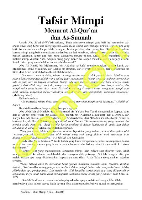 Tafsir Mimpi Lengkap Berpandukan Al Quran Dan Al Hadith Shopee Malaysia