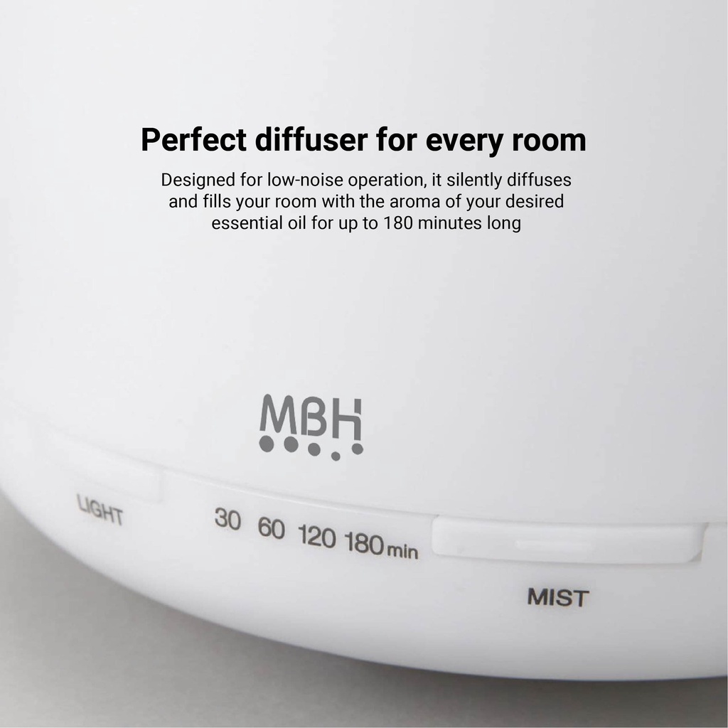 MBH Lydia Humidifier Aroma Diffuser, Aroma Therapy, Humidifier, Air Purifier with LEDs and Remote Control  (850/500ml) #2