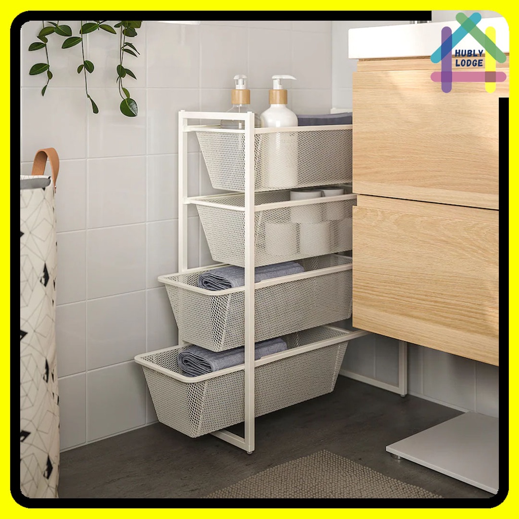 IKEA JONAXEL FRAME WIRE BASKETS MESH BASKETS TOP SHELF 25x51x70cm WHITE