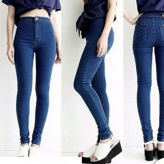 single button high waist jeans