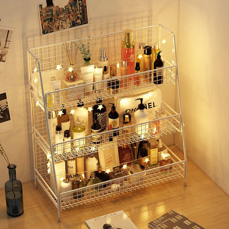 Cosmetic Storage Shelf Storage Box Table Top Shelf Bathroom Comb Net Red Makeup Table Skin Care Products Multi Story Dor Shopee Malaysia