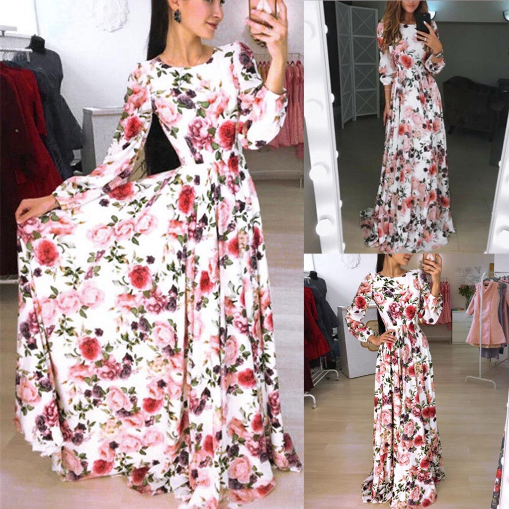 boho maxi long sleeve dress