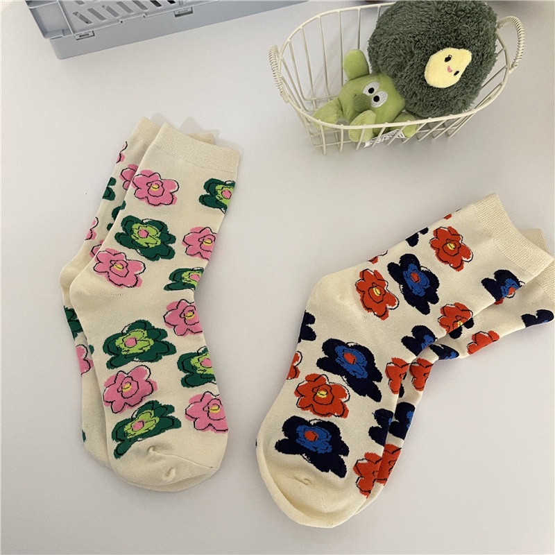 MALAYSIA READY STOCK!1 Pair Korean Style Women Socks with Colorful