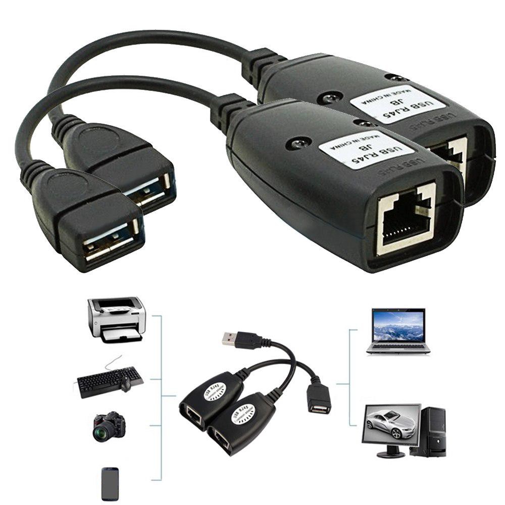 USBRJXT USB Extension Extender To 15m USB 2.0 Male To Female CAT6 CAT5