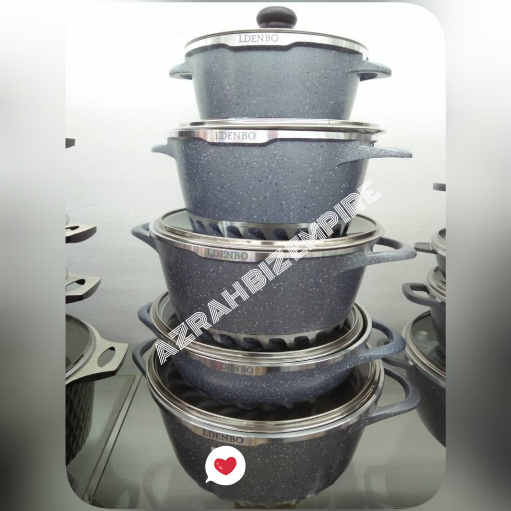 HOT 10PCS PERIUK LDENBO GRANITE COATING COOKWARE SET ALA HOT 10PCS PERIUK LDENBO GRANITE COATING COOKWARE SET ALA