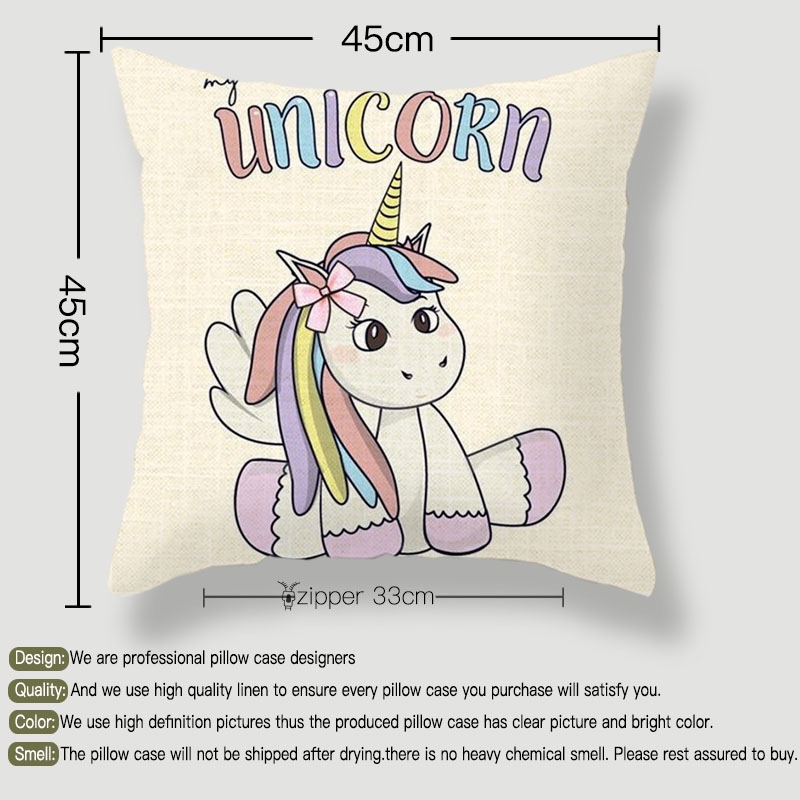 Pillow Cover Cartoon Sofa Pillow Cover Unicorn Cartoon Pillow Case