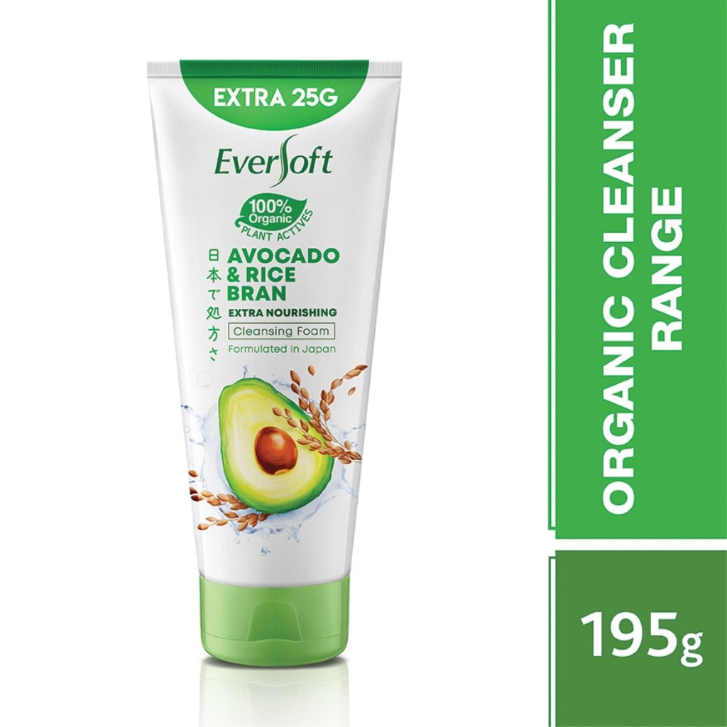 EVERSOFT Avocado and Rice Bran Facial Cleanser 195G Shopee Malaysia