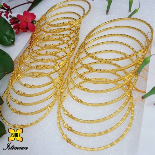 ISTIMEWA 916 Gold Tiub Bangles// Gelang Tangan Segi Empat Emas 916