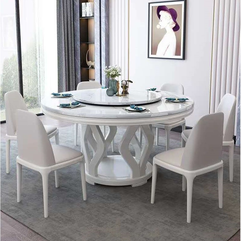 Marble Multi Functional Round Table, Six Chair Round Dining Table