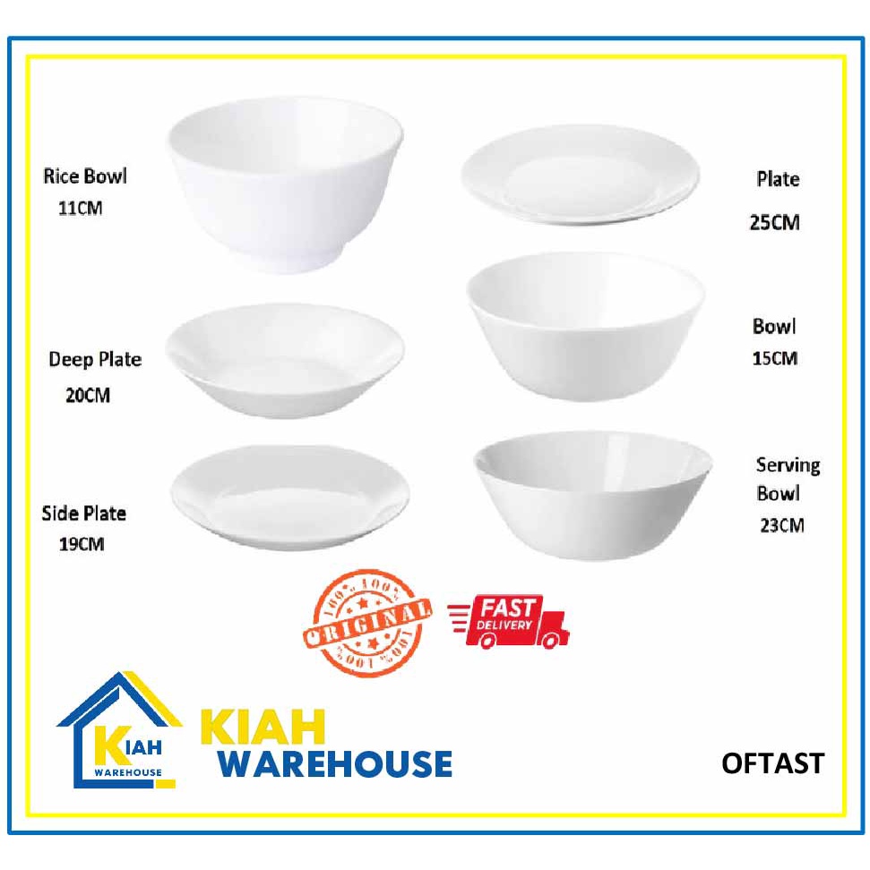 Original Pinggan Mangkuk Oftast Putih Kaca Tempered Glass Tableware ...