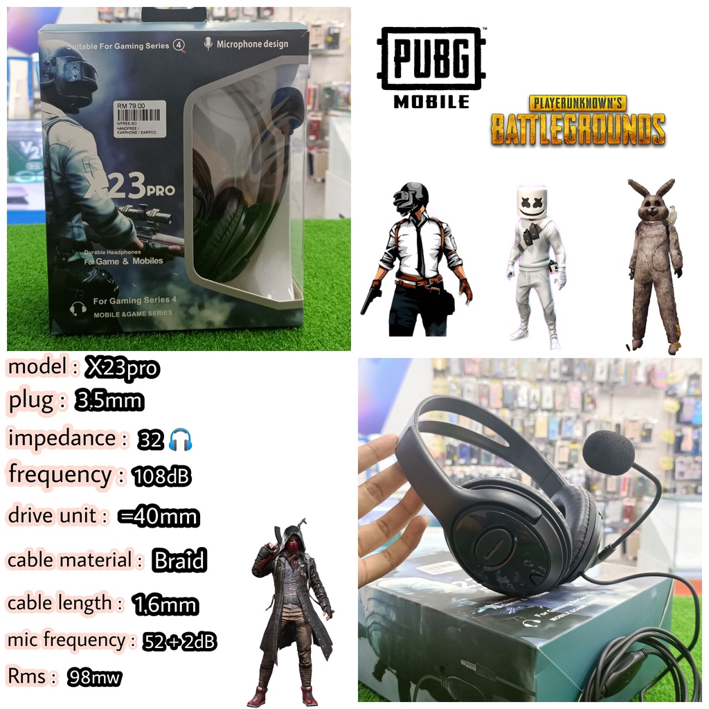 Stereo Mobile Gaming Headphones X23pro Pubg with Mic Shopee Malaysia