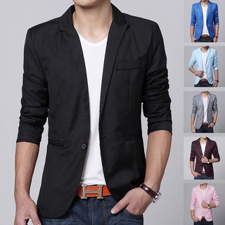 Men's Suit Long Sleeve Casual Slim Fit Formal One Button Blazer