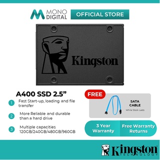 Kingston SSD A400 120GB/240GB/480GB/960GB/1.9TB SATA 2.5” Solid State Drive/Kingston 2.5”- 3.5' Bracket (FREE Sata Cable)