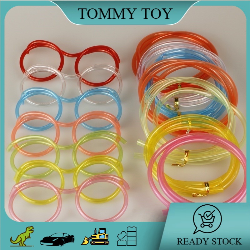 M’SIA STOCKFunny Glasses Straw Kid Toy Party Gathering Wedding Supplies Flexible Plastic Glasses Straw Yellow Colour