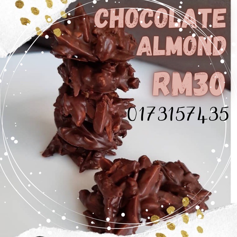 Kuih raya chocolate almond ( tidak terlalu manis) ( COD around selangor &  kl available whatsapp 0173157435)