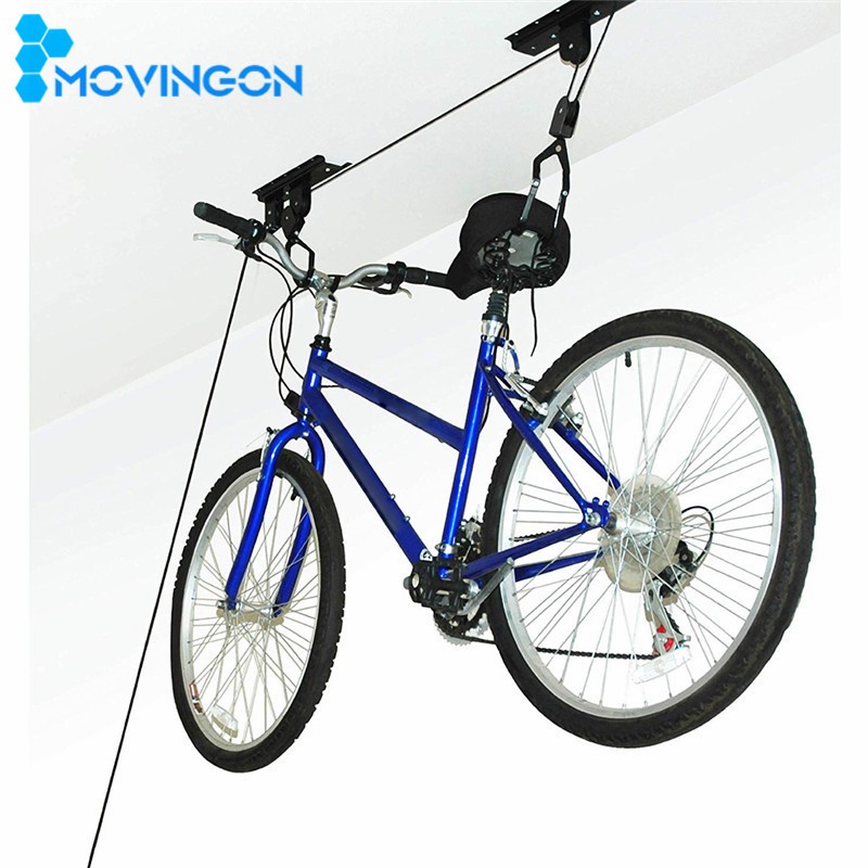 Bicycle LiftBike Ceiling Mount Pulley Hoist Rack Garage Storage Hooks Hanger